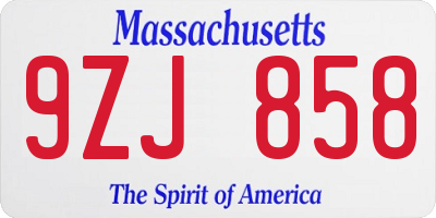 MA license plate 9ZJ858