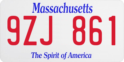 MA license plate 9ZJ861