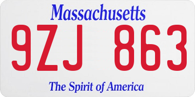 MA license plate 9ZJ863