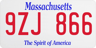 MA license plate 9ZJ866