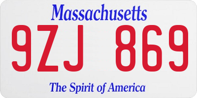 MA license plate 9ZJ869
