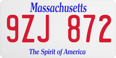 MA license plate 9ZJ872