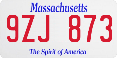 MA license plate 9ZJ873