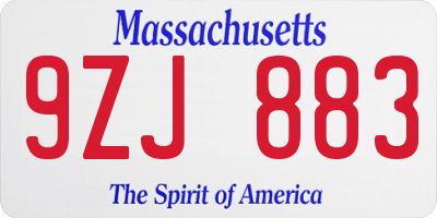 MA license plate 9ZJ883