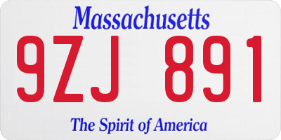 MA license plate 9ZJ891