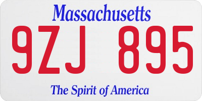 MA license plate 9ZJ895