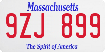 MA license plate 9ZJ899