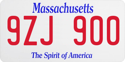MA license plate 9ZJ900