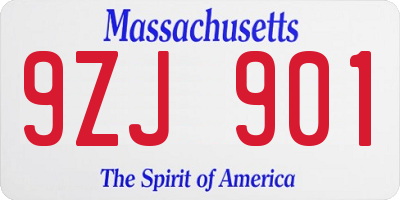 MA license plate 9ZJ901