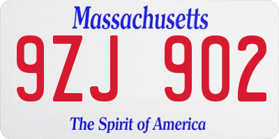 MA license plate 9ZJ902