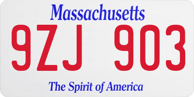 MA license plate 9ZJ903