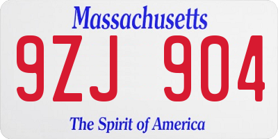 MA license plate 9ZJ904