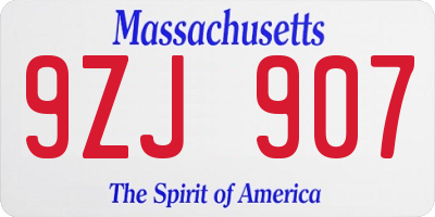 MA license plate 9ZJ907