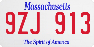 MA license plate 9ZJ913