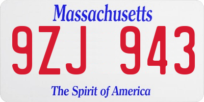 MA license plate 9ZJ943