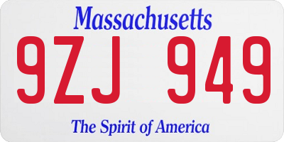 MA license plate 9ZJ949