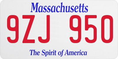 MA license plate 9ZJ950