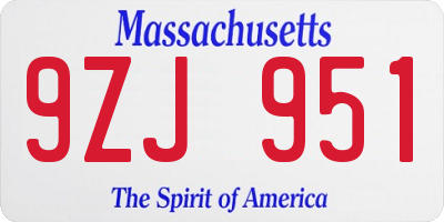 MA license plate 9ZJ951