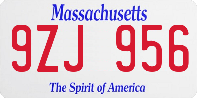 MA license plate 9ZJ956