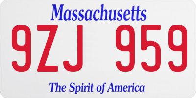 MA license plate 9ZJ959