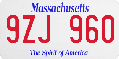 MA license plate 9ZJ960