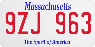 MA license plate 9ZJ963
