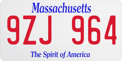 MA license plate 9ZJ964