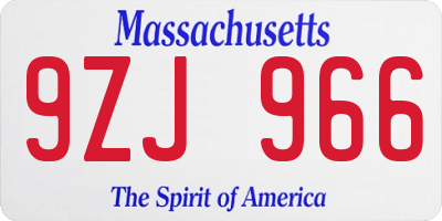 MA license plate 9ZJ966