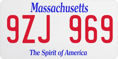 MA license plate 9ZJ969