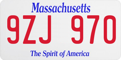 MA license plate 9ZJ970