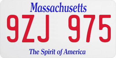MA license plate 9ZJ975