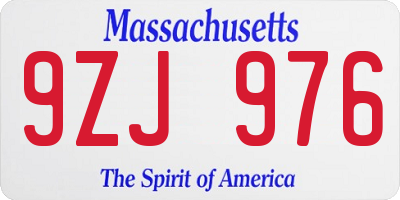 MA license plate 9ZJ976