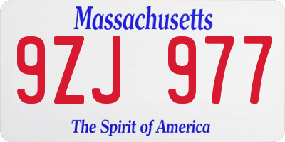 MA license plate 9ZJ977