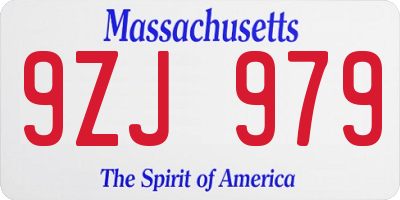 MA license plate 9ZJ979