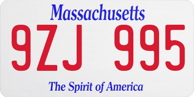 MA license plate 9ZJ995