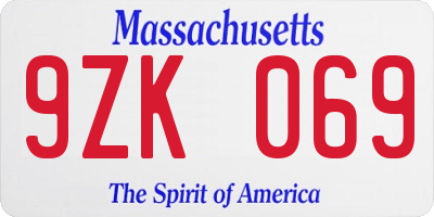 MA license plate 9ZK069