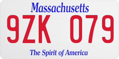 MA license plate 9ZK079