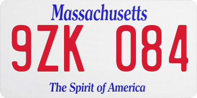 MA license plate 9ZK084
