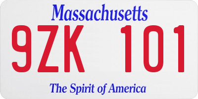 MA license plate 9ZK101