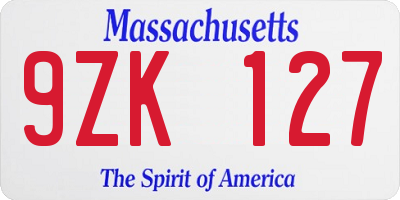 MA license plate 9ZK127