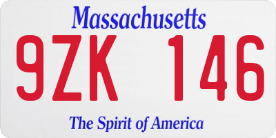 MA license plate 9ZK146