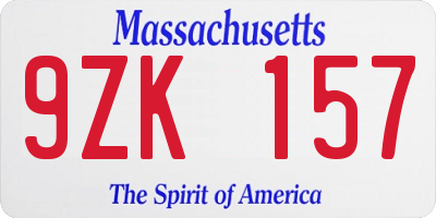 MA license plate 9ZK157