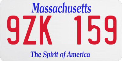 MA license plate 9ZK159