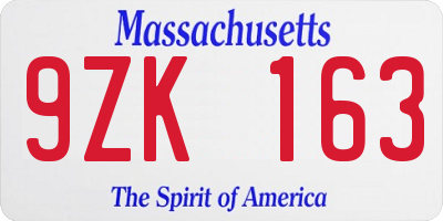 MA license plate 9ZK163
