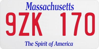 MA license plate 9ZK170