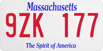 MA license plate 9ZK177