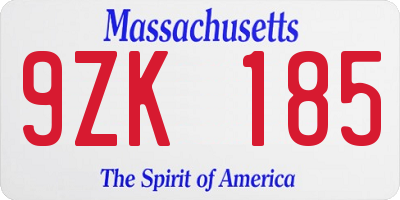 MA license plate 9ZK185