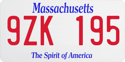 MA license plate 9ZK195