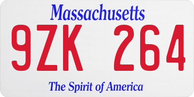 MA license plate 9ZK264