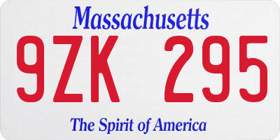 MA license plate 9ZK295